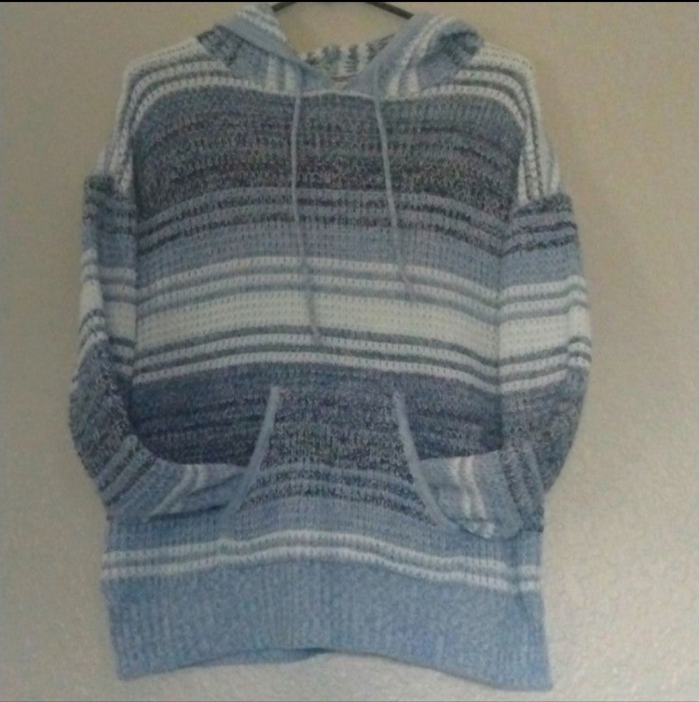 🥳bundle 3 For $15🥳Striped Blue and Gray Women's Hoodie Sweater Pocho Inspired